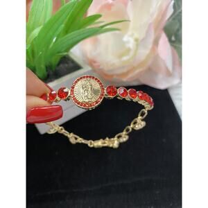 18K Gold Filled Holy Virgin Bracelet Pulsera Virgen de Guadalupe Oro Laminado